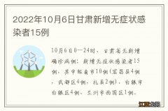 2022年10月6日甘肃新增无症状感染者15例