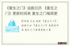 《重生之门》追剧日历 《重生之门》更新时间表 重生之门每周更新几集