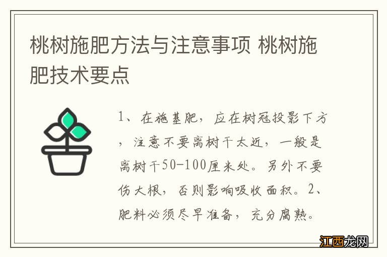 桃树施肥方法与注意事项 桃树施肥技术要点