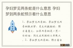 孕妇梦见两条蛇是什么意思 孕妇梦到两条蛇预示着什么意思