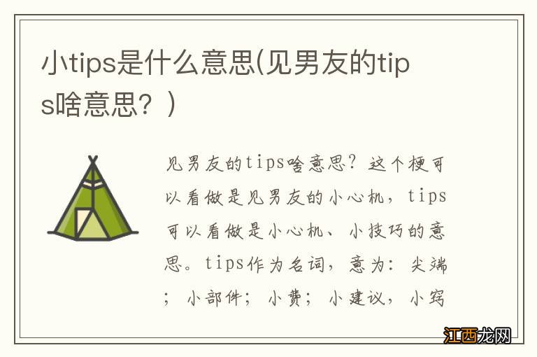 见男友的tips啥意思？ 小tips是什么意思