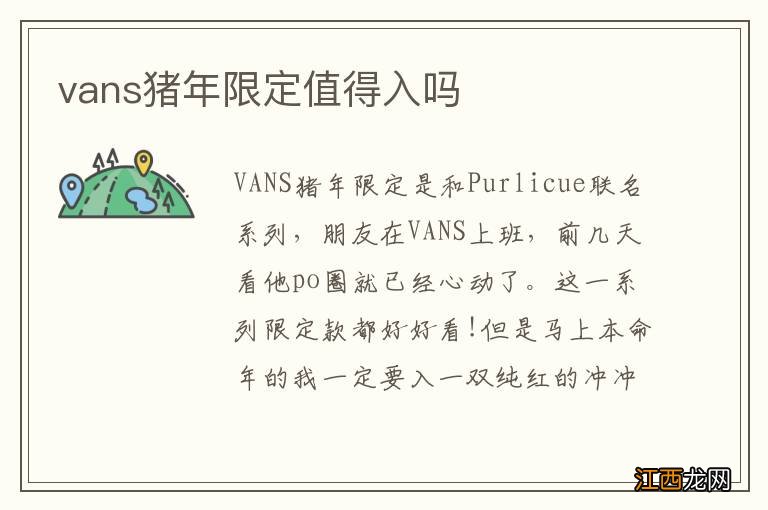 vans猪年限定值得入吗