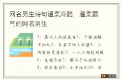 网名男生诗句温柔冷酷，温柔霸气的网名男生