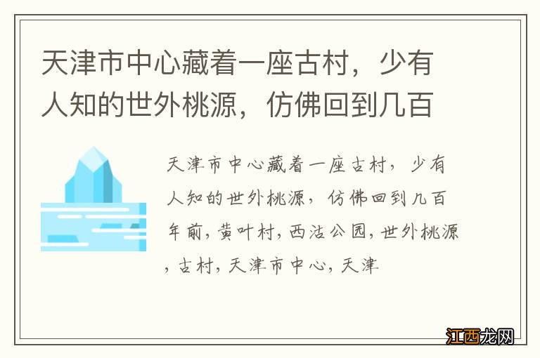 天津市中心藏着一座古村，少有人知的世外桃源，仿佛回到几百年前