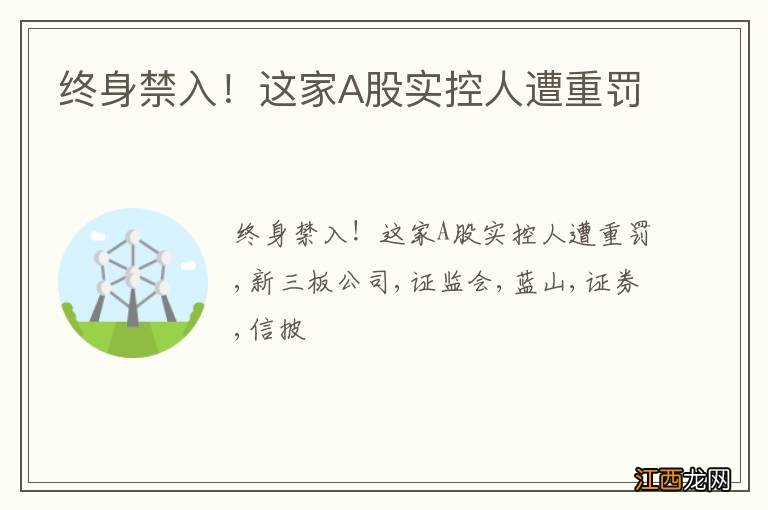 终身禁入!这家A股实控人遭重罚
