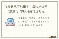 飞盘教练不够用了：最快培训两天“练成”，专职月薪可达万元