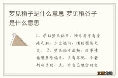 梦见稻子是什么意思 梦见稻谷子是什么意思