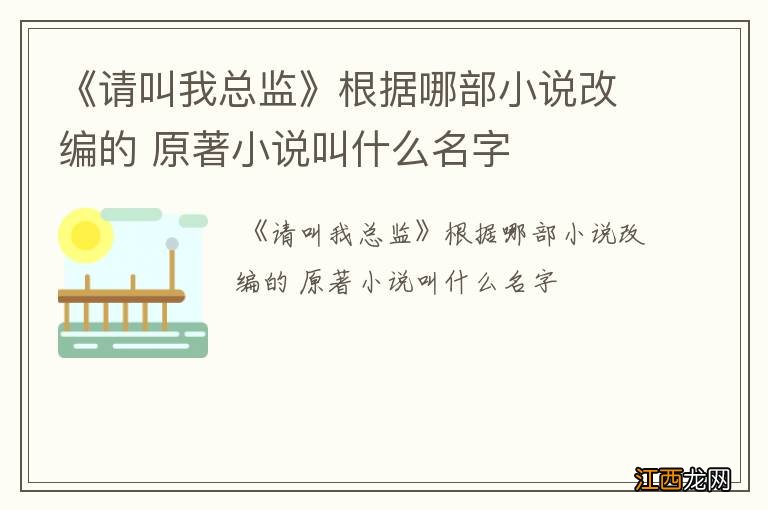 《请叫我总监》根据哪部小说改编的 原著小说叫什么名字