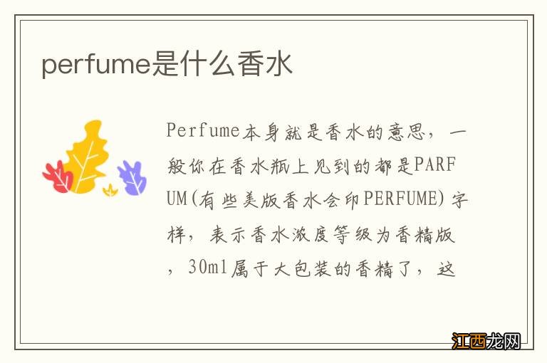 perfume是什么香水