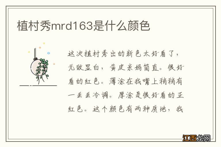 植村秀mrd163是什么颜色