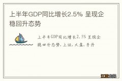 上半年GDP同比增长2.5% 呈现企稳回升态势