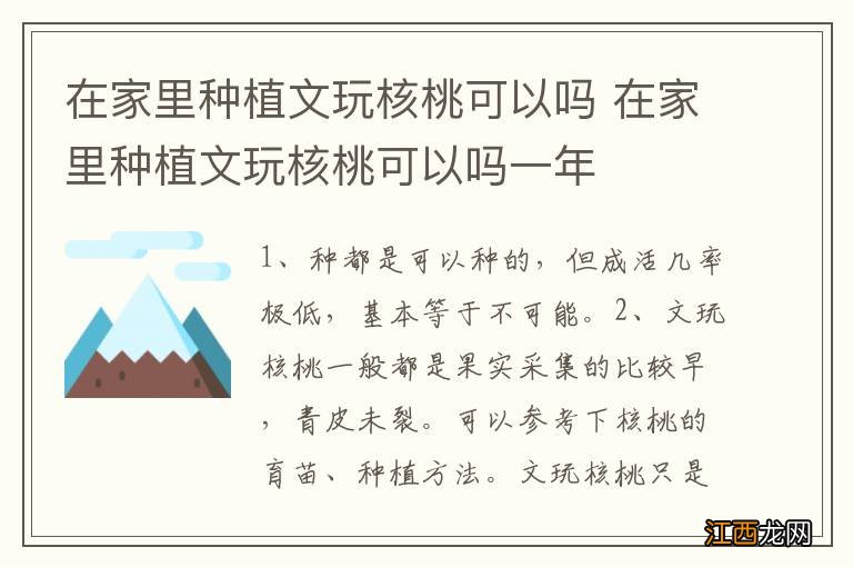 在家里种植文玩核桃可以吗 在家里种植文玩核桃可以吗一年