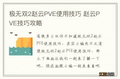 极无双2赵云PVE使用技巧 赵云PVE技巧攻略