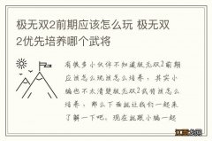 极无双2前期应该怎么玩 极无双2优先培养哪个武将