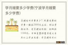 宁波学月嫂要多少学费 学月嫂要多少学费