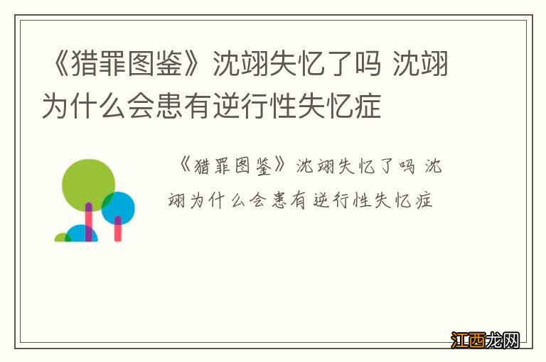 《猎罪图鉴》沈翊失忆了吗 沈翊为什么会患有逆行性失忆症