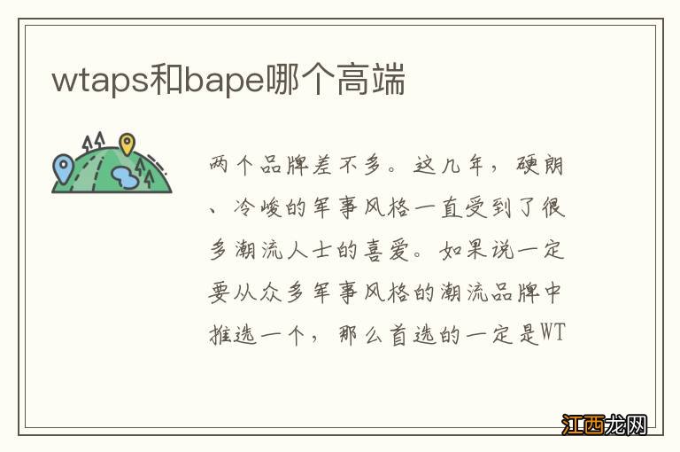 wtaps和bape哪个高端