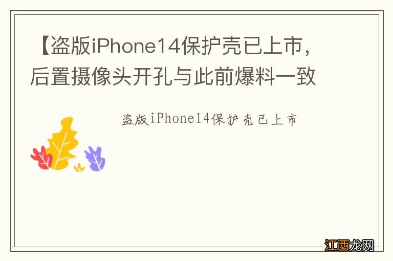 【盗版iPhone14保护壳已上市，后置摄像头开孔与此前爆料一致】