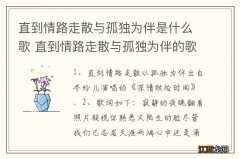 直到情路走散与孤独为伴是什么歌 直到情路走散与孤独为伴的歌名