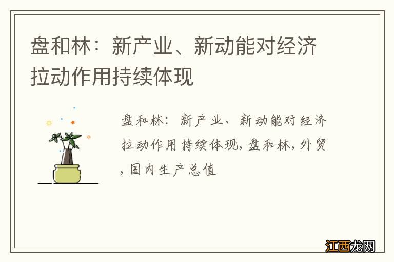 盘和林：新产业、新动能对经济拉动作用持续体现