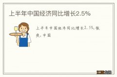 上半年中国经济同比增长2.5%