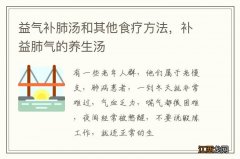 益气补肺汤和其他食疗方法，补益肺气的养生汤