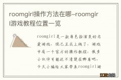 roomgirl操作方法在哪-roomgirl游戏教程位置一览