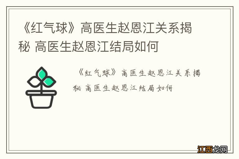 《红气球》高医生赵恩江关系揭秘 高医生赵恩江结局如何