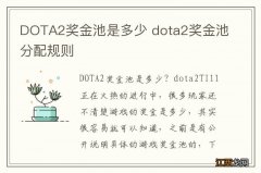 DOTA2奖金池是多少 dota2奖金池分配规则