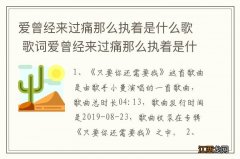 爱曾经来过痛那么执着是什么歌 歌词爱曾经来过痛那么执着是什么歌