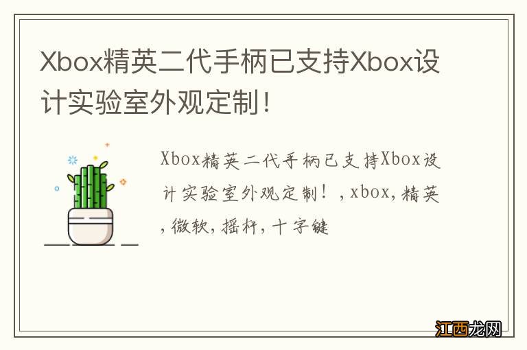 Xbox精英二代手柄已支持Xbox设计实验室外观定制！