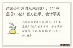 这家公司营收从未超6万，1年竟虚报1.5亿！官方出手，会计事务所被罚