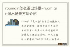 roomgirl怎么退出场景-room girl退出场景方法介绍