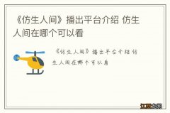 《仿生人间》播出平台介绍 仿生人间在哪个可以看