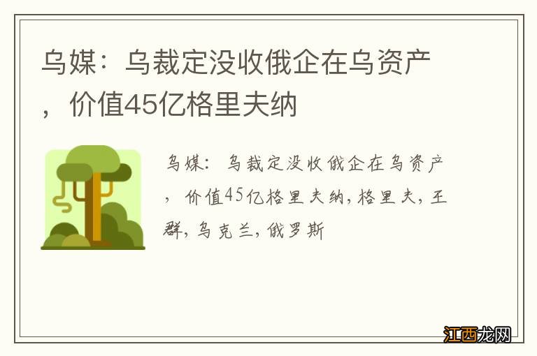 乌媒：乌裁定没收俄企在乌资产，价值45亿格里夫纳