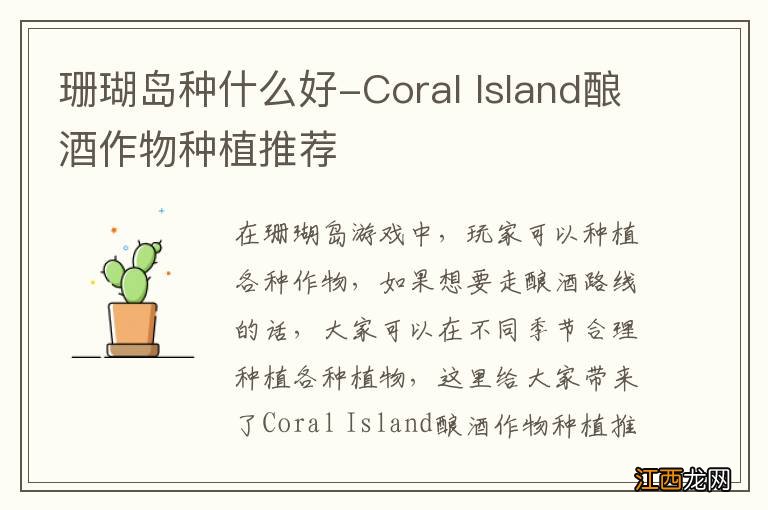 珊瑚岛种什么好-Coral Island酿酒作物种植推荐