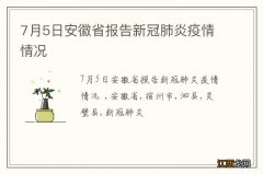 7月5日安徽省报告新冠肺炎疫情情况