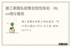 御三家隐私政策合规性排名：Xbox得分最低