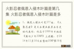 火影忍者佩恩入侵木叶篇是第几集 火影忍者佩恩入侵木叶篇是多少集