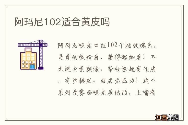 阿玛尼102适合黄皮吗