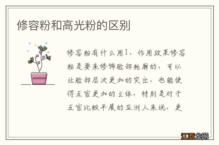 修容粉和高光粉的区别