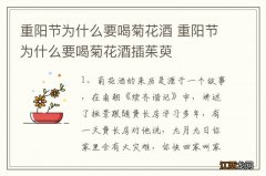 重阳节为什么要喝菊花酒 重阳节为什么要喝菊花酒插茱萸