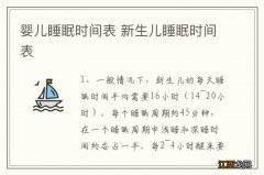 婴儿睡眠时间表 新生儿睡眠时间表