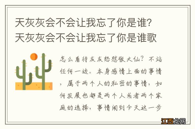 天灰灰会不会让我忘了你是谁？天灰灰会不会让我忘了你是谁歌词