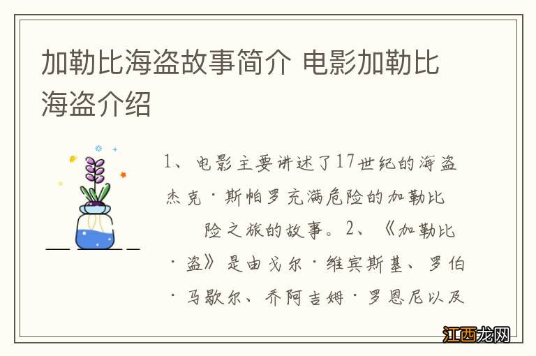 加勒比海盗故事简介 电影加勒比海盗介绍