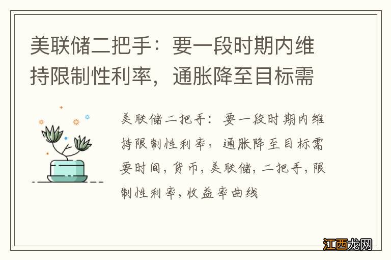 美联储二把手：要一段时期内维持限制性利率，通胀降至目标需要时间