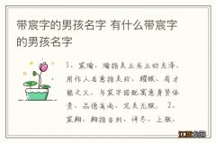 带宸字的男孩名字 有什么带宸字的男孩名字