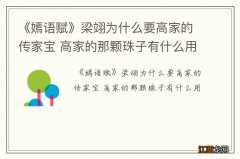 《嫣语赋》梁翊为什么要高家的传家宝 高家的那颗珠子有什么用