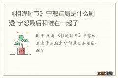 《相逢时节》宁恕结局是什么剧透 宁恕最后和谁在一起了