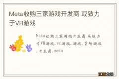 Meta收购三家游戏开发商 或致力于VR游戏